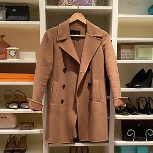 Massimo Dutti Tan Pea Coat. Size 4. Like NEW.